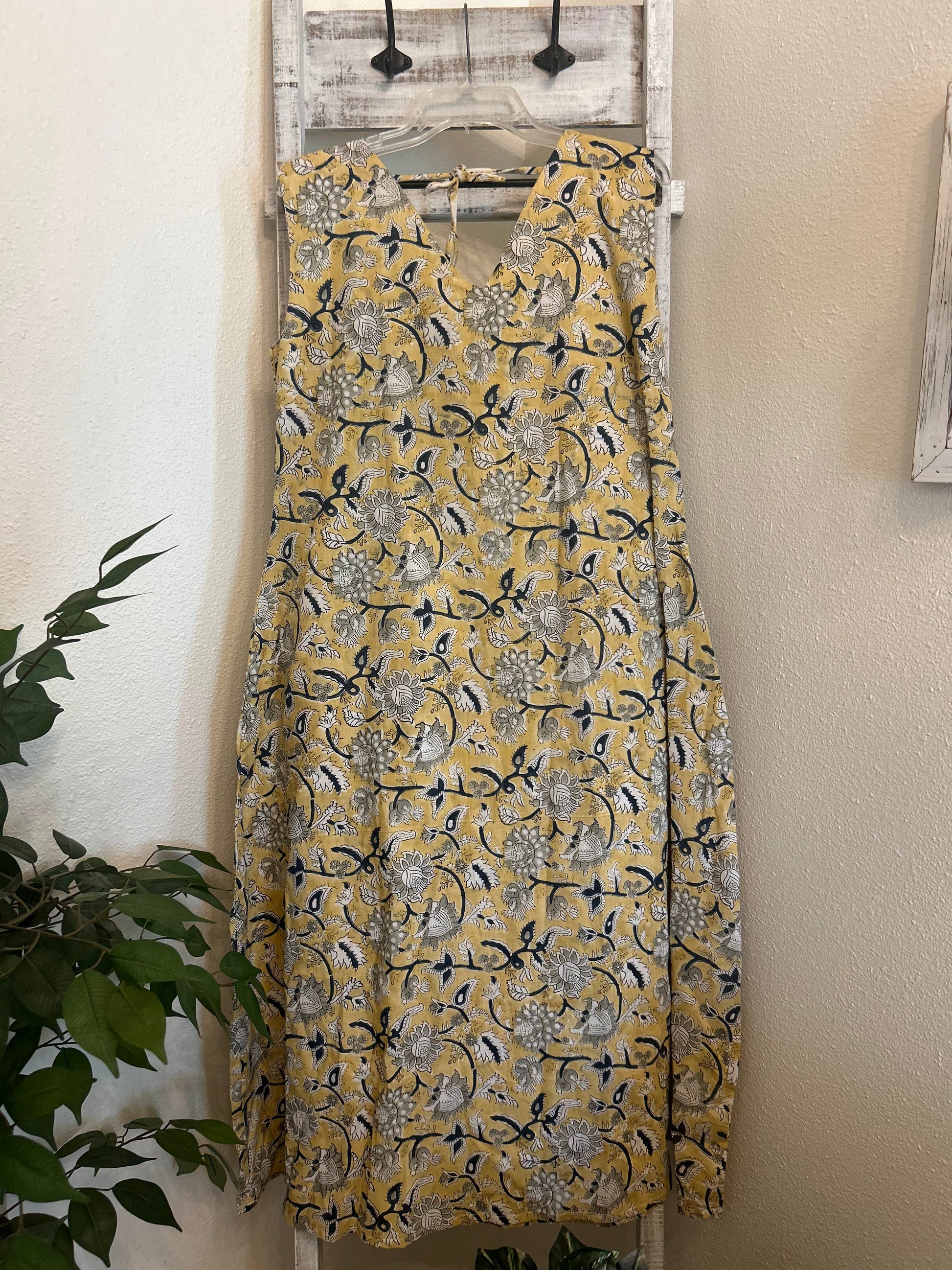 Yellow Floral Short Sleeve Dress