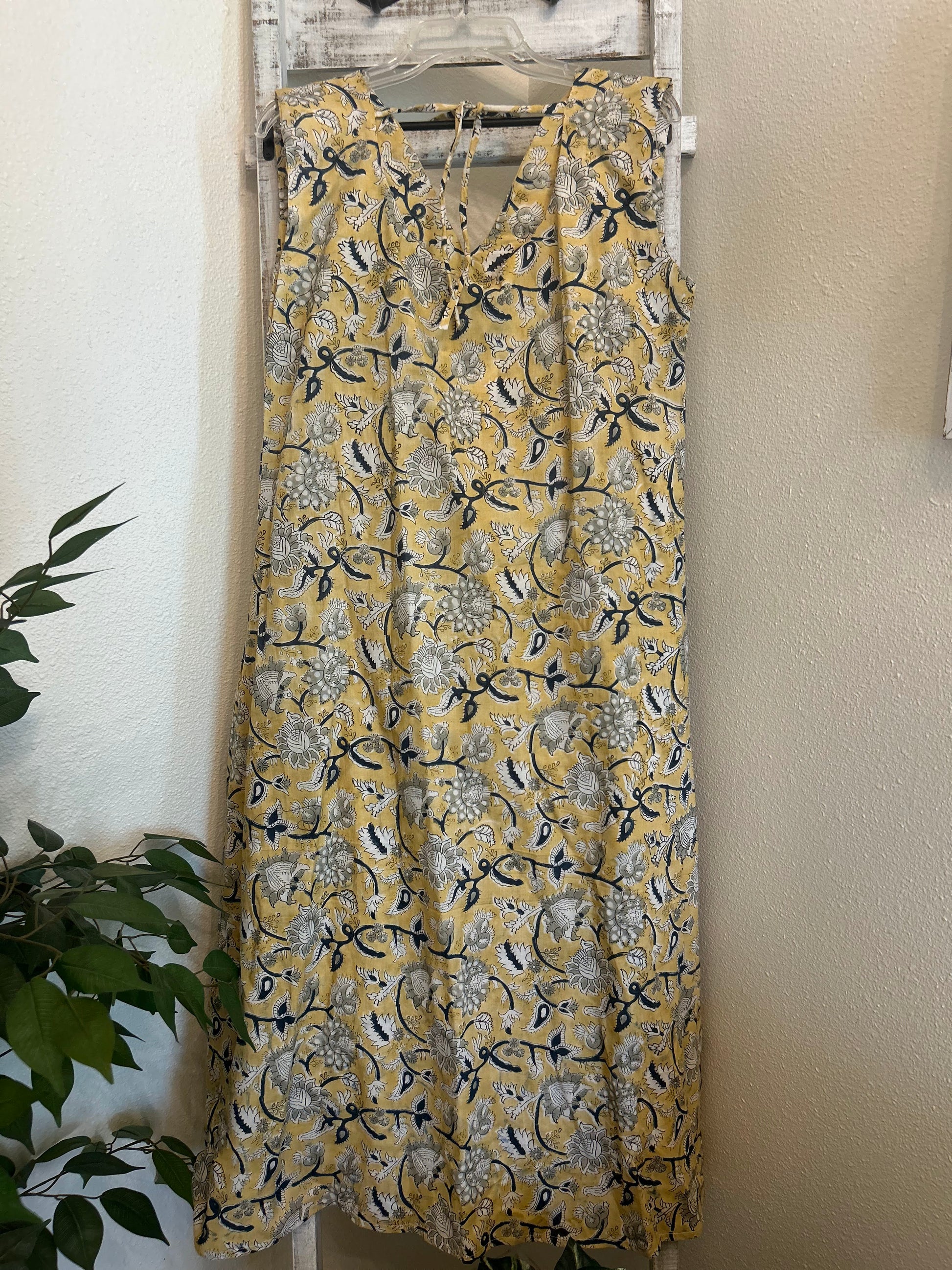 Yellow Floral Short Sleeve Dress