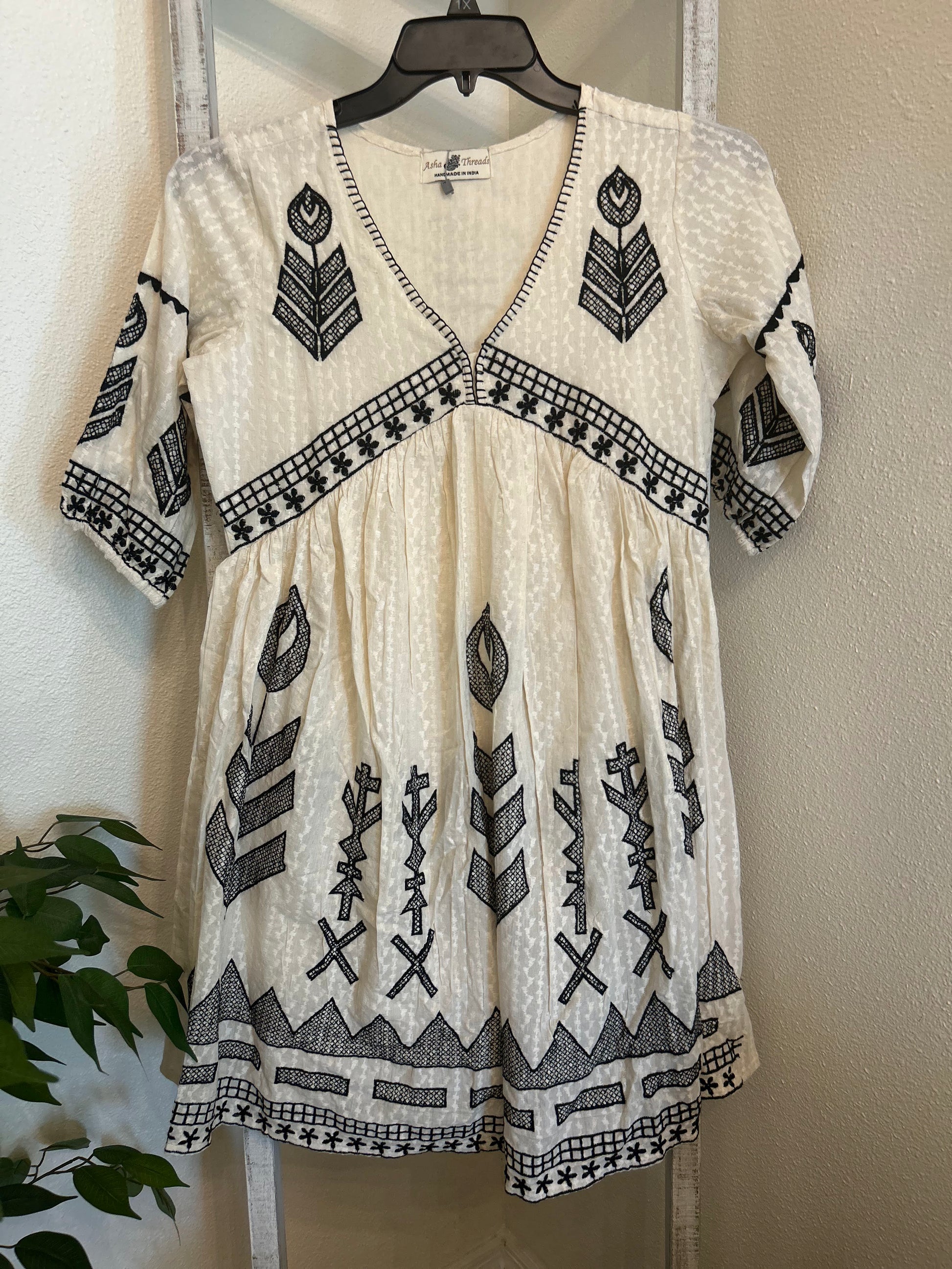 Black Embroidered Boho Dress