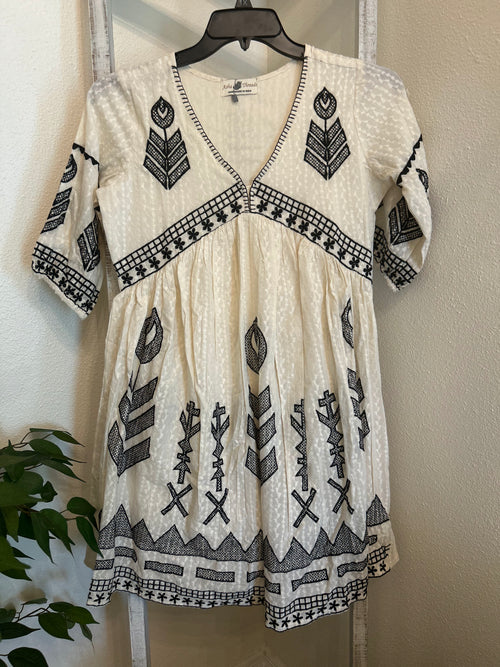 Black Embroidered Boho Dress