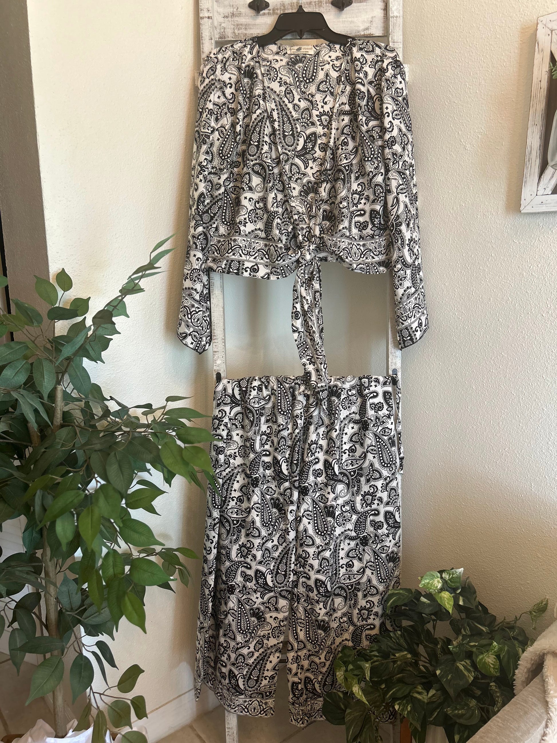 Paisley n Silk Crop Top and Shorts Set