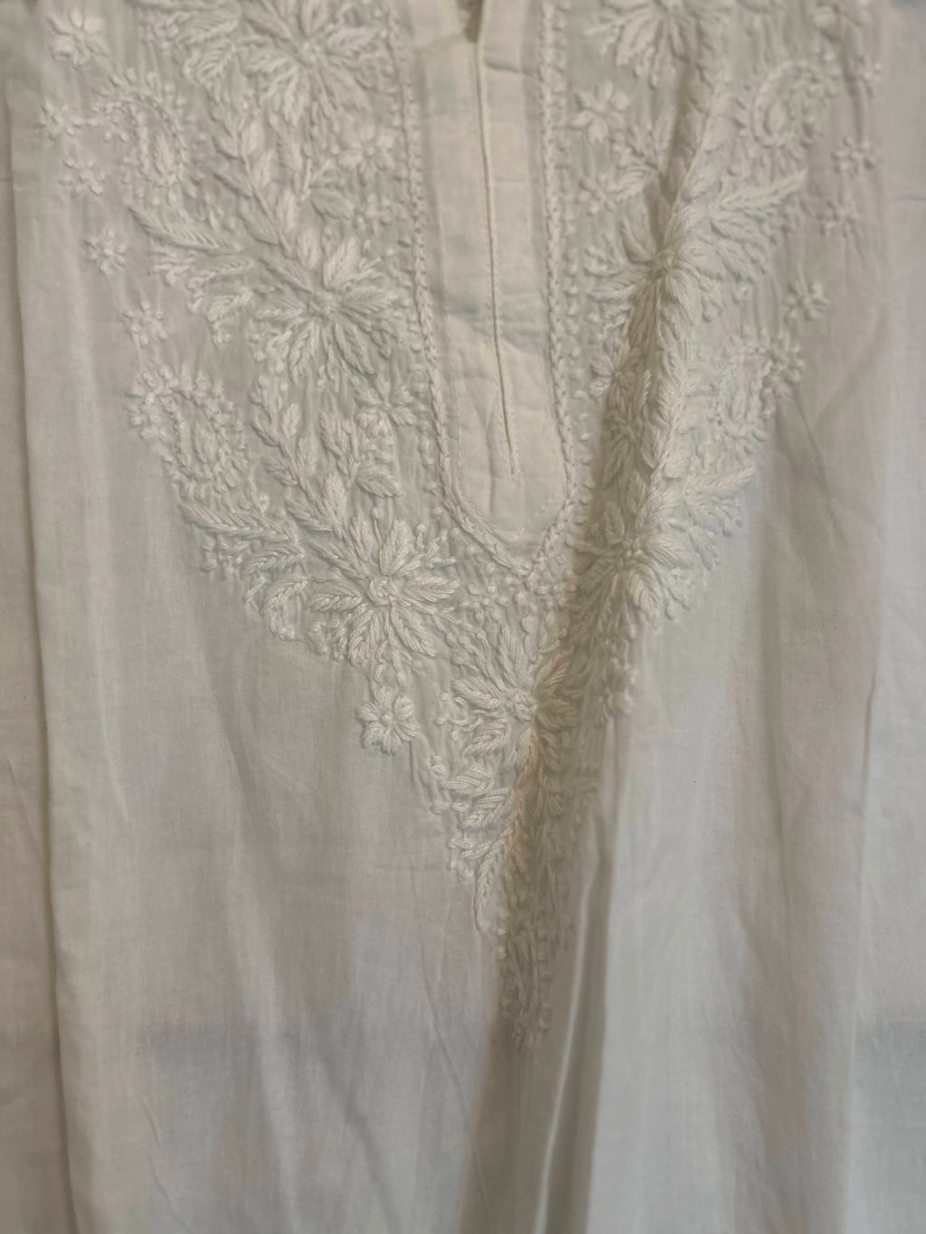 White Cotton Kashmiri Embroidered Tunic