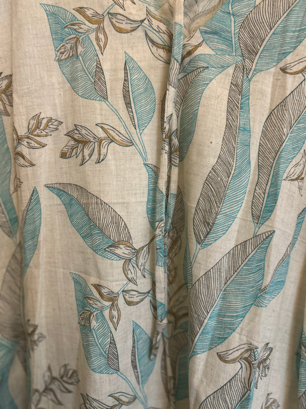 Gold Brushed Tropical Leaves Tunic Top
