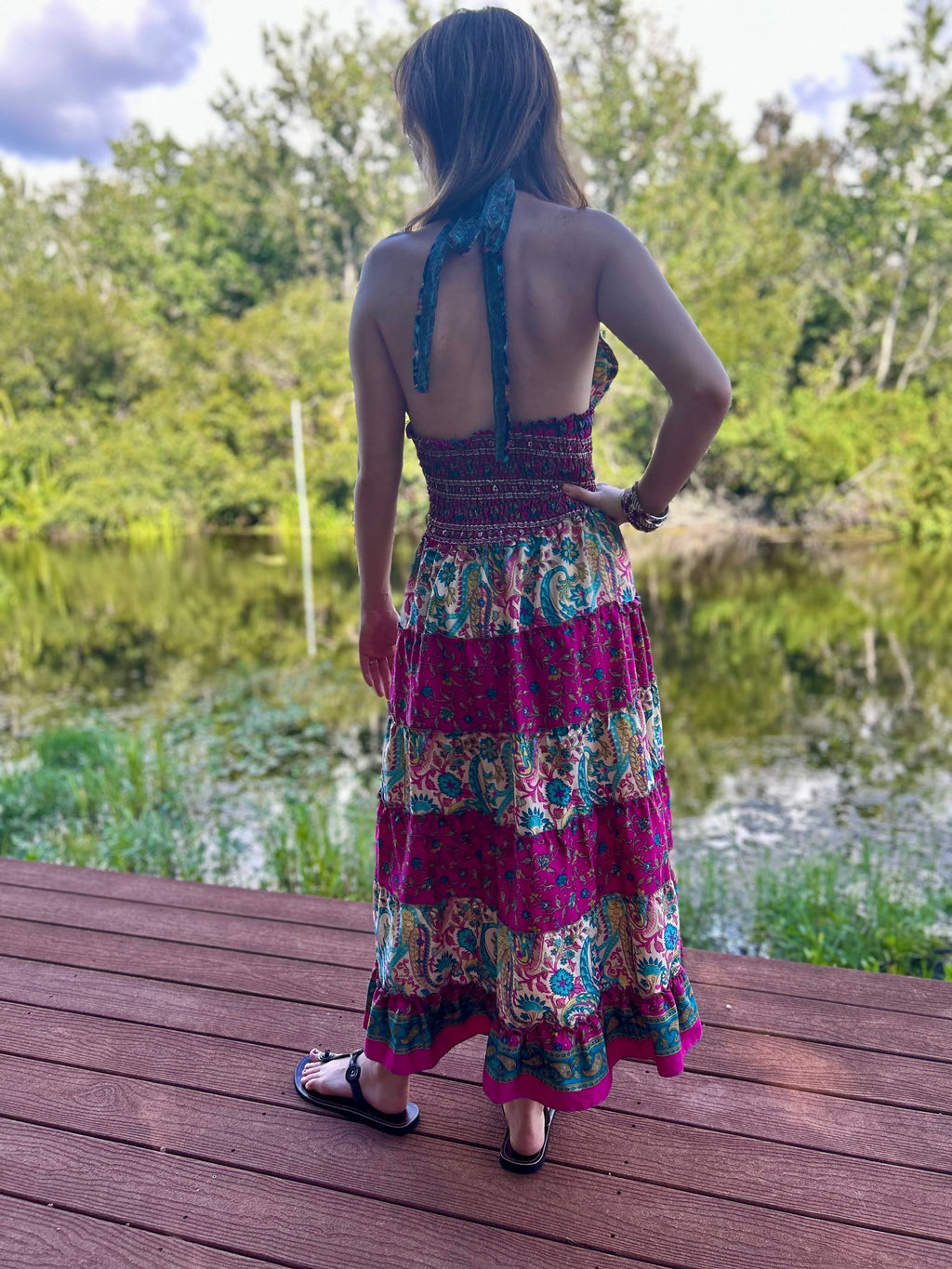 Re-Purposed Silk Saree Halter Tier Dress
